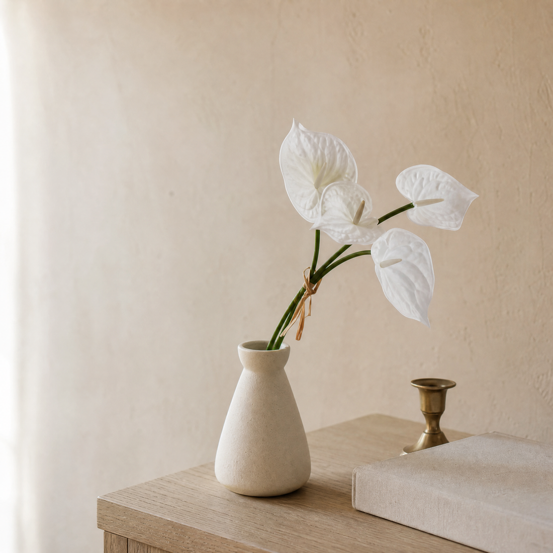Faux Anthurium Stem Bundle – Real Touch PU Flower, Home and Wedding Decor