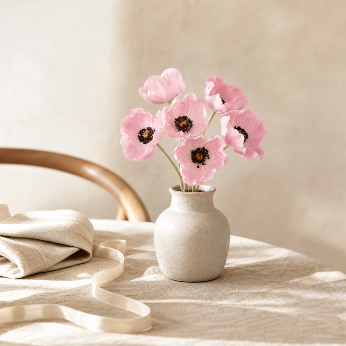 Faux Poppy Bouquet – PU Artificial Flowers for Wedding, Bridal, Home Decor