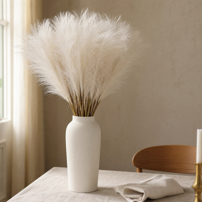 Artificial Pampas Grass Stems – Faux Bouquet for Wedding Table and Vase Decor