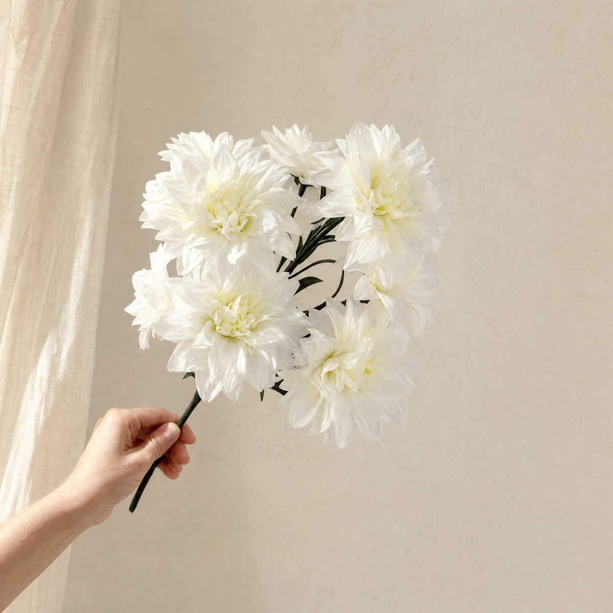 Faux Dahlia Bouquet 7 Heads – Faux Flowers for Wedding Table Centerpiece Home Decor
