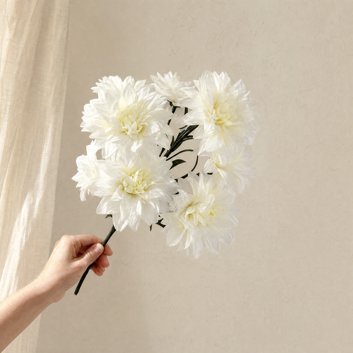 Faux Dahlia Bouquet 7 Heads – Faux Flowers for Wedding Table Centerpiece Home Decor