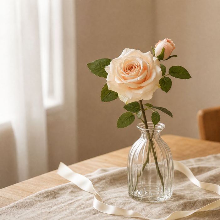 Silk Rose Stem – Real Touch Faux Flower for Wedding Table and Home Decor