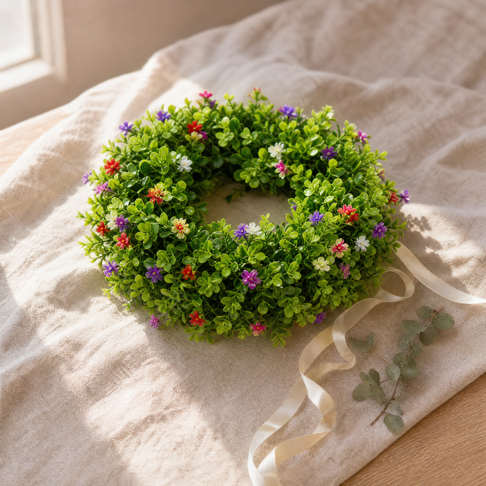 Artificial Eucalyptus Wreath – Faux Greenery Front Door Wall Spring Decor