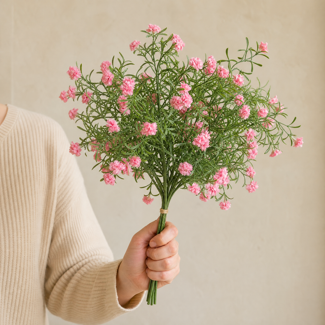 Faux Plum Blossom Stem – Artificial Wildflower Spray for Home and Wedding Decor