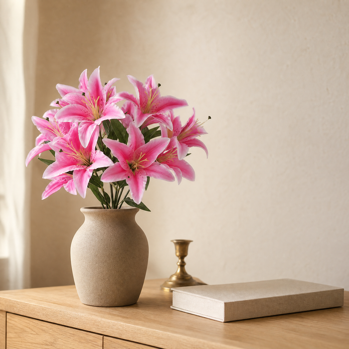 Silk Lily Bouquet 9 Heads – Faux Floral Branch for Wedding Home Decor Gift