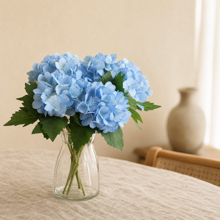 Silk Hydrangea Bouquet – Faux Floral Arrangement for Wedding Home Decor Table