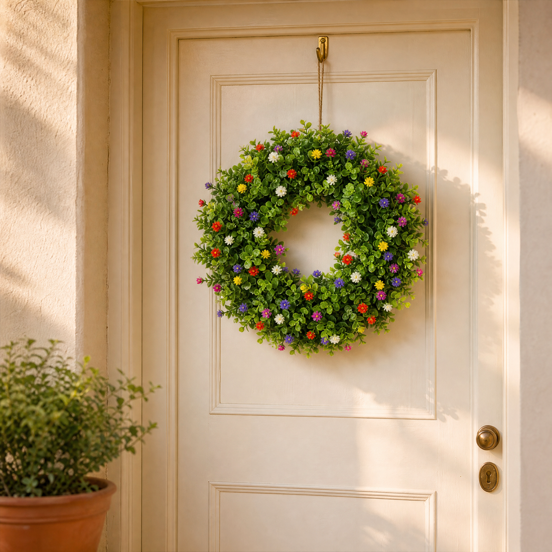 Artificial Eucalyptus Wreath – Faux Greenery Front Door Wall Spring Decor