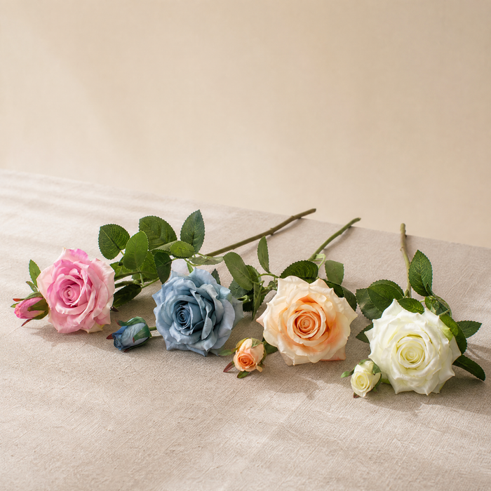 Silk Rose Stem – Real Touch Faux Flower for Wedding Table and Home Decor