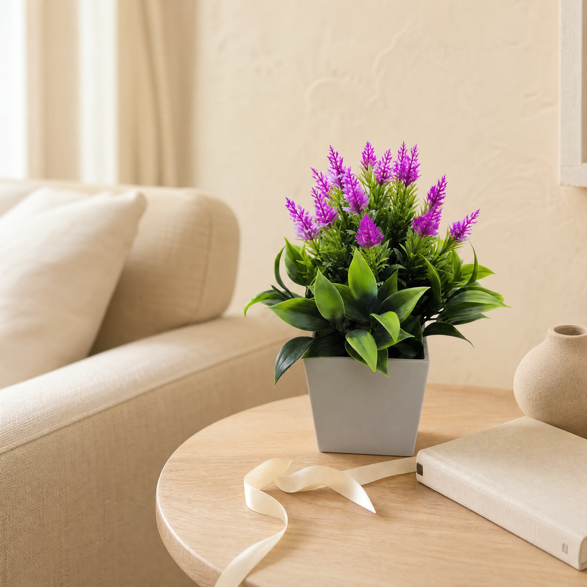 Faux Potted Bonsai Plant – Silk Flower Arrangement for Desk, Shelf, Home Decor