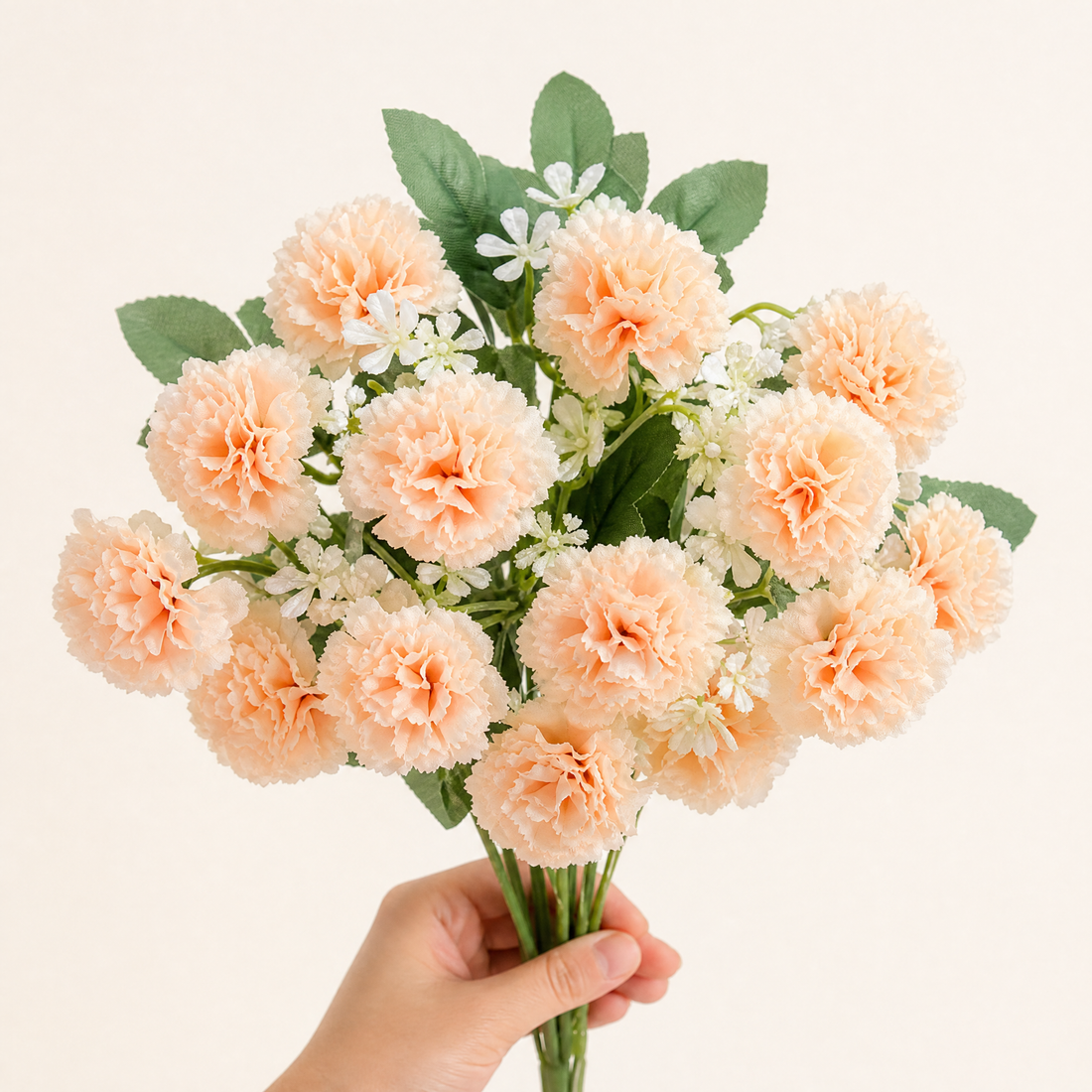 Faux Carnation Bouquet – 15 Heads Silk Stems Home Decor Wedding Table Arrangement