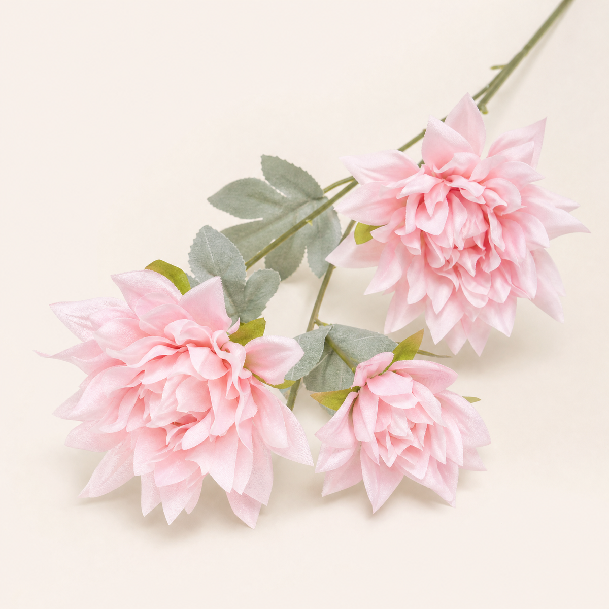Artificial Dahlia Stem 3 Heads – Faux Silk Flower for Vase Wedding Home Decor