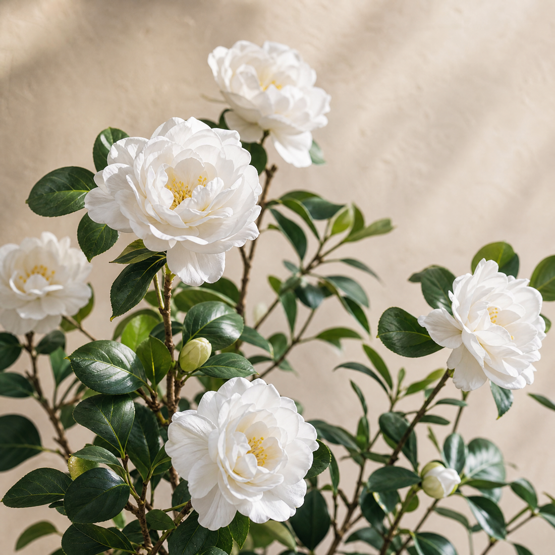 Artificial Peony Tree with Pot – White Faux Flower Tree Indoor Living Room Decor