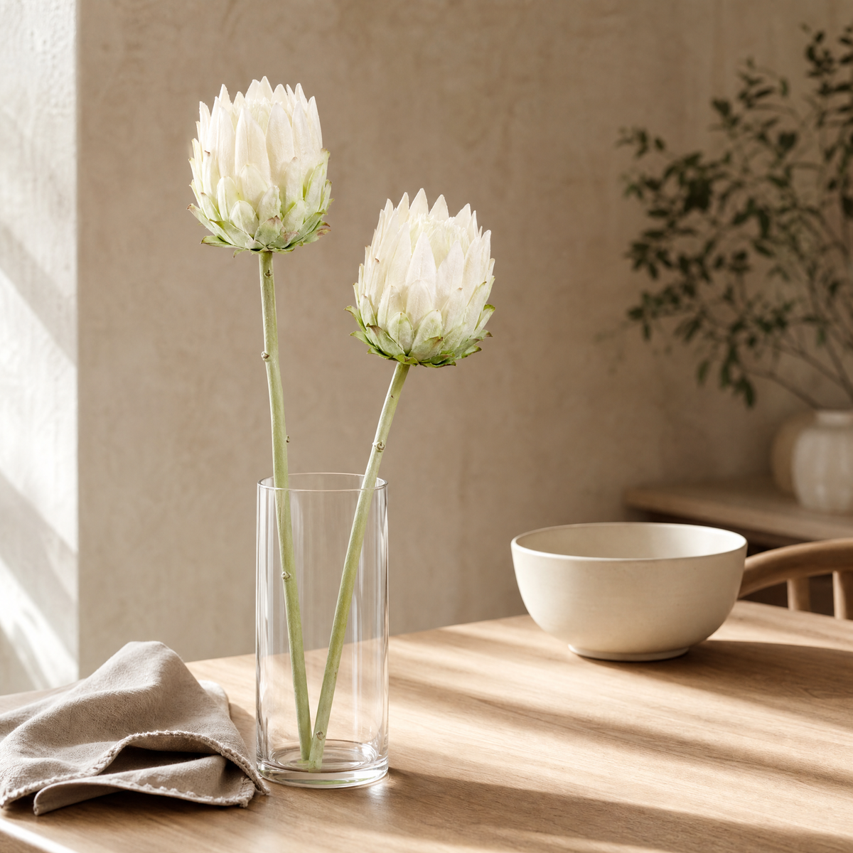 Faux Protea Stem – Lifelike Silk Artichoke Flower for Home Decor and Wedding