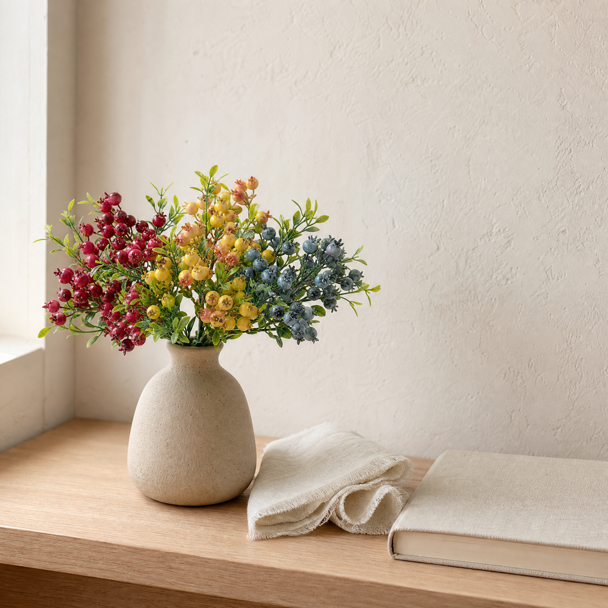 Faux Berry Stem – Artificial Fruit Branch for Vase, Wedding and Home Table Decor