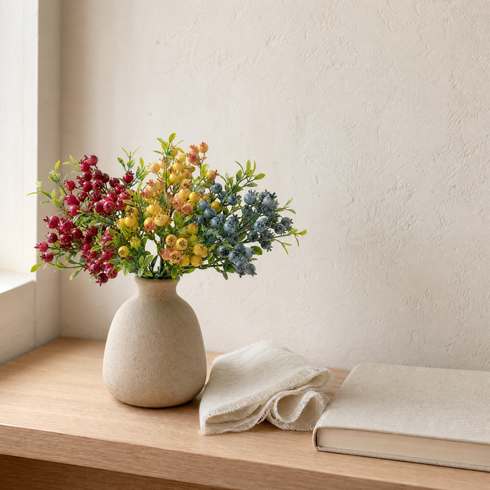 Faux Berry Stem – Artificial Fruit Branch for Vase, Wedding and Home Table Decor