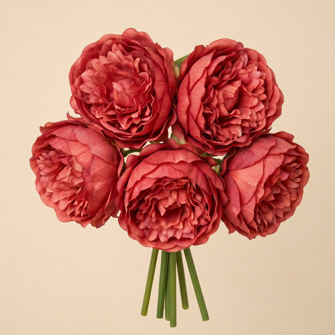 Artificial Peony Bouquet 5 Stems – Silk Faux Flowers Wedding Bridal Home Decor