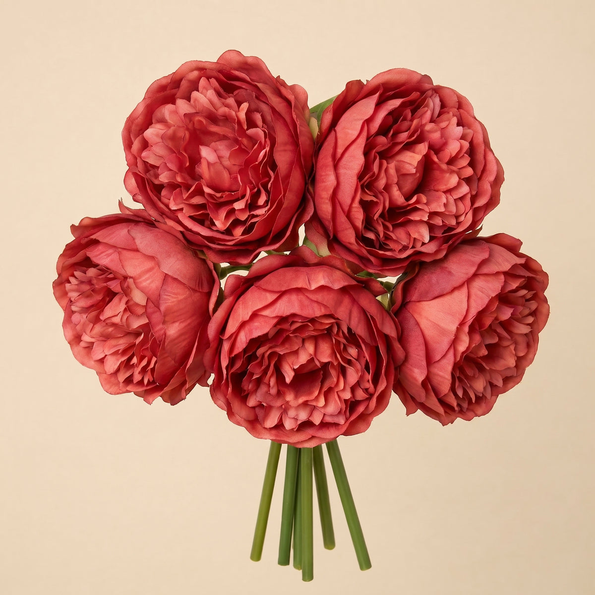Artificial Peony Bouquet 5 Stems – Silk Faux Flowers Wedding Bridal Home Decor