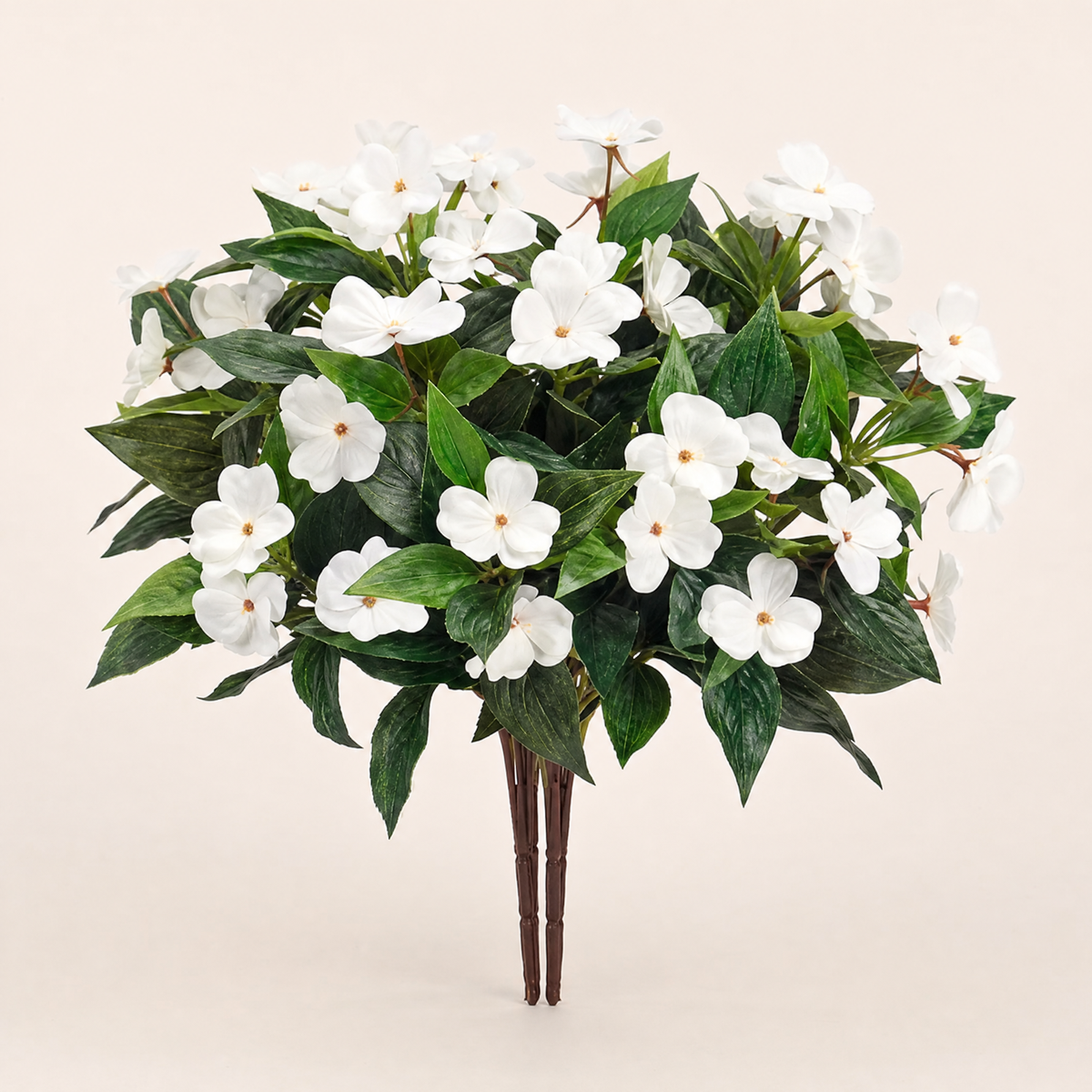 Artificial Impatiens Bouquet – Silk Flower Bush for Wedding Table Home Decor