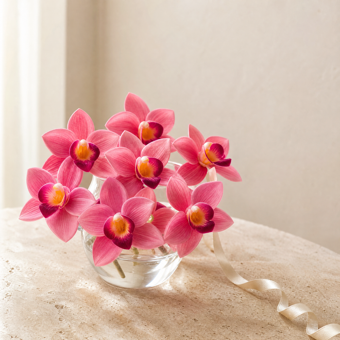 Silk Orchid Flower Heads – Faux Floral Stems for Wedding Bouquet and Home Decor