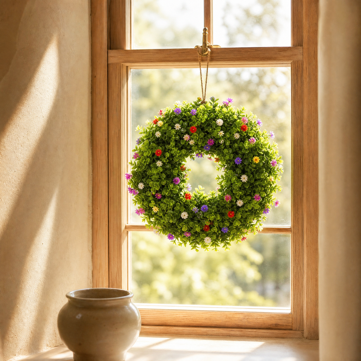 Artificial Eucalyptus Wreath – Faux Greenery Front Door Wall Spring Decor