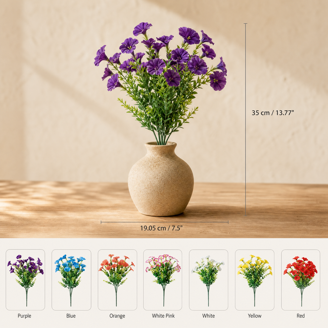 Silk Morning Glory Stem – Faux Floral Bush UV Resistant Indoor Outdoor Garden Decor