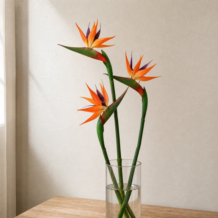 Artificial Bird of Paradise Stem – Faux Strelitzia 24.5" Long Stem Home Decor