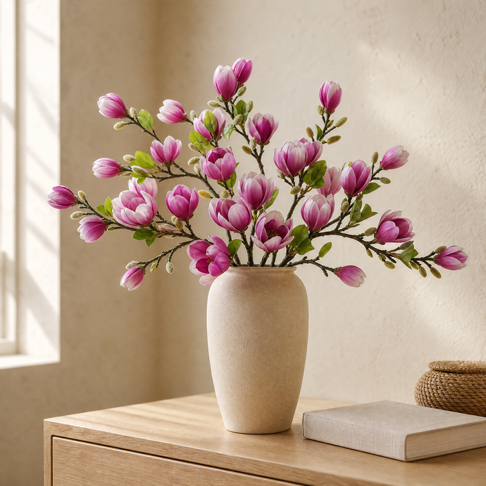 Silk Magnolia Branch – Faux Floral Branch for Vase, Wedding Decor and Home Styling
