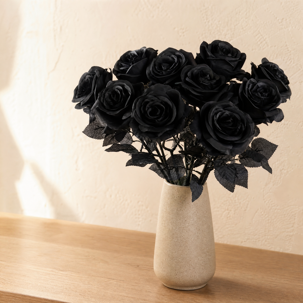 Artificial Black Rose – Silk Artificial Flowers for Gothic Home and Wedding Decor
