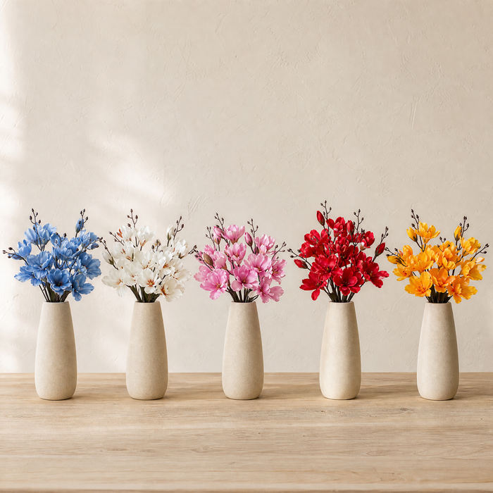Faux Magnolia Stem Bouquet – 20 Head Silk Flower Arrangement Wedding Table Decor