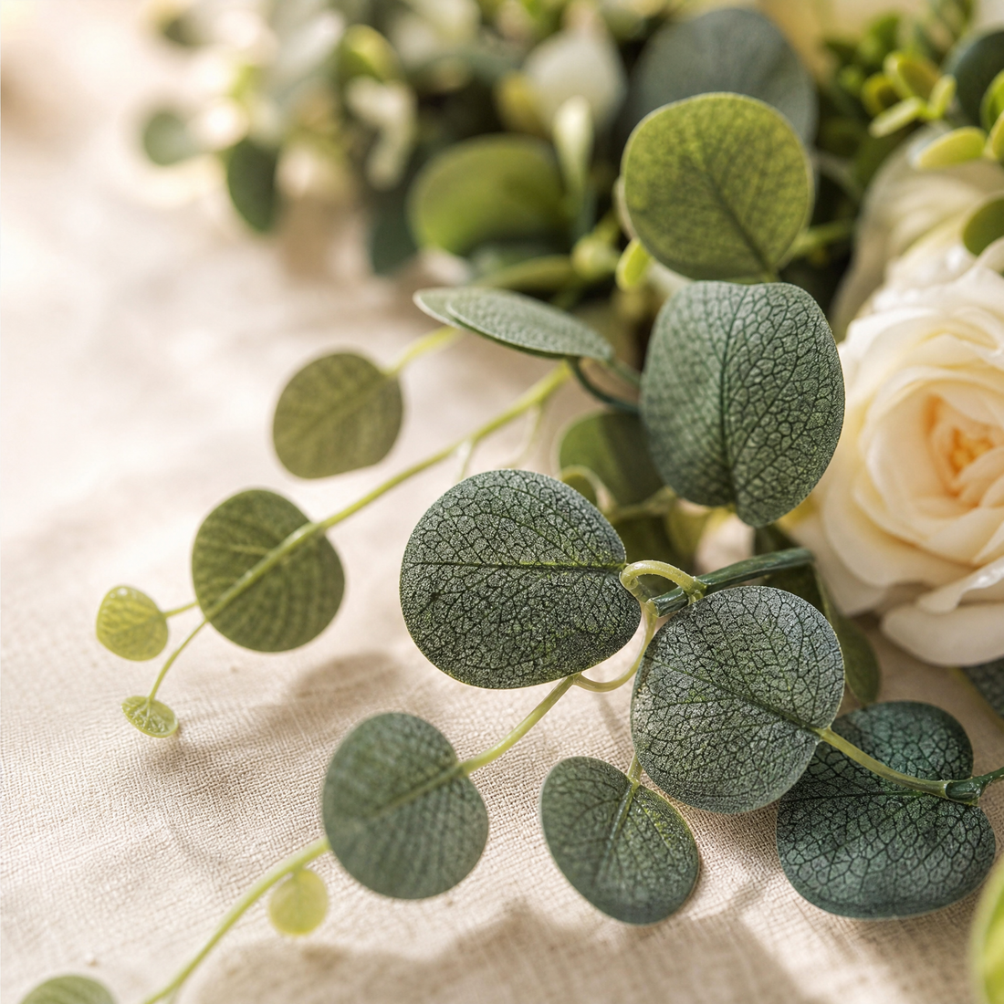 Artificial Eucalyptus Rose Garland – 180cm Faux Greenery Wedding Table Home Decor
