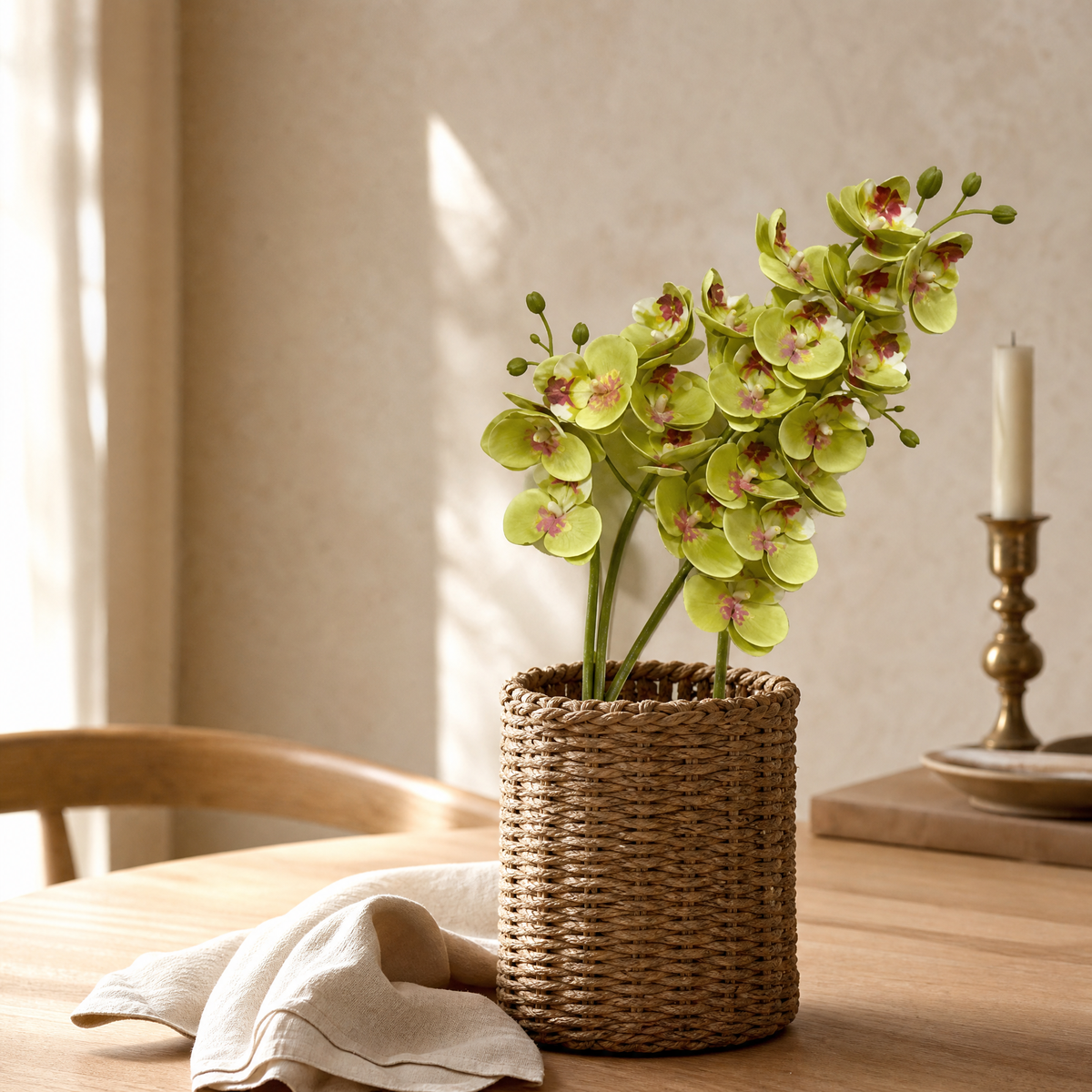 Phalaenopsis Orchid Stem – 21 Heads Faux Floral Arrangement Home Decor