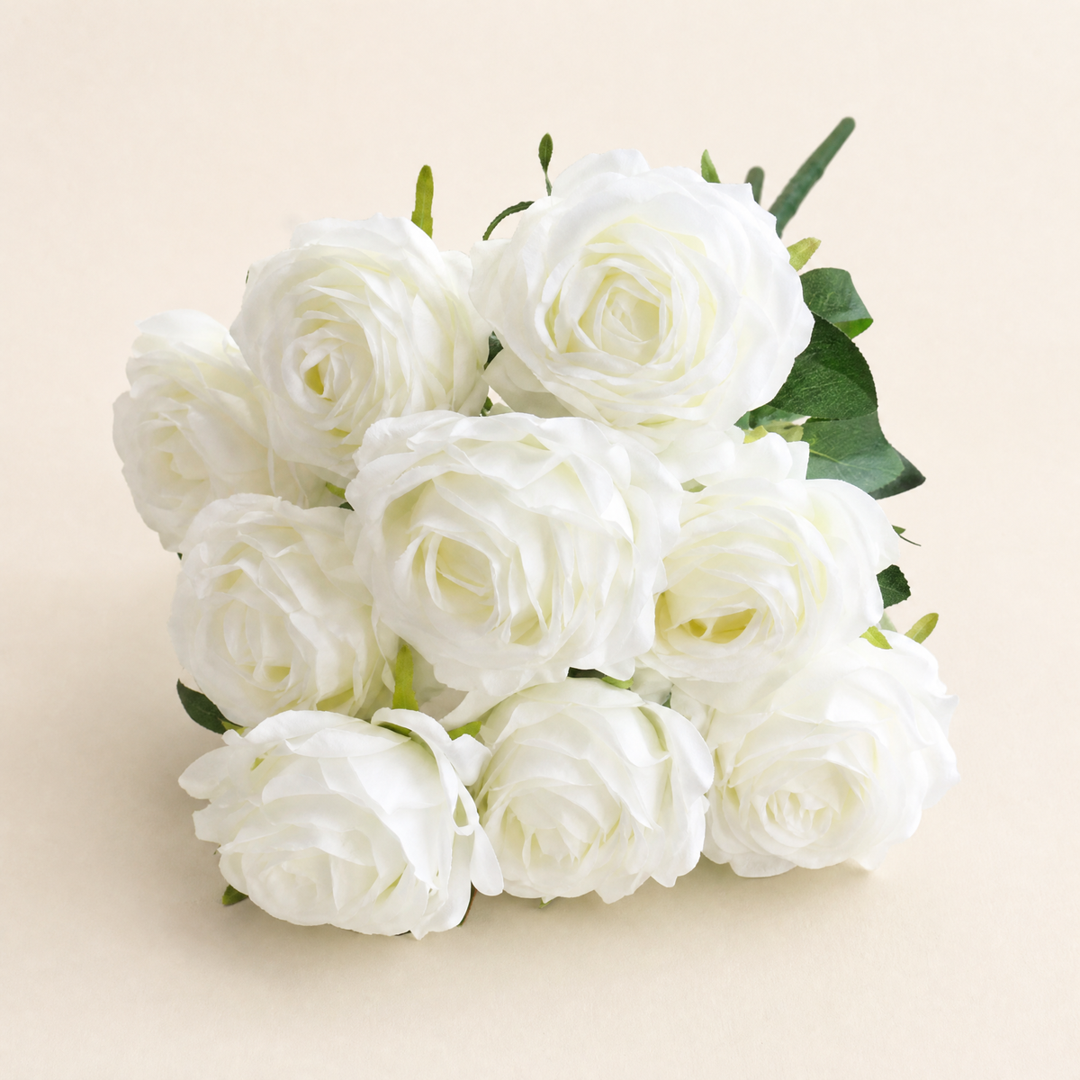 Silk Rose Bouquet 10 Heads – Faux Floral Arrangement for Wedding Home Decor