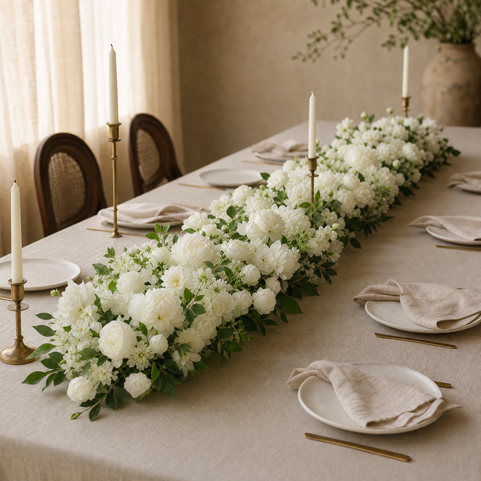 Artificial Rose Peony Flower Row – Silk Arch Backdrop Wedding Table Centerpiece Decor