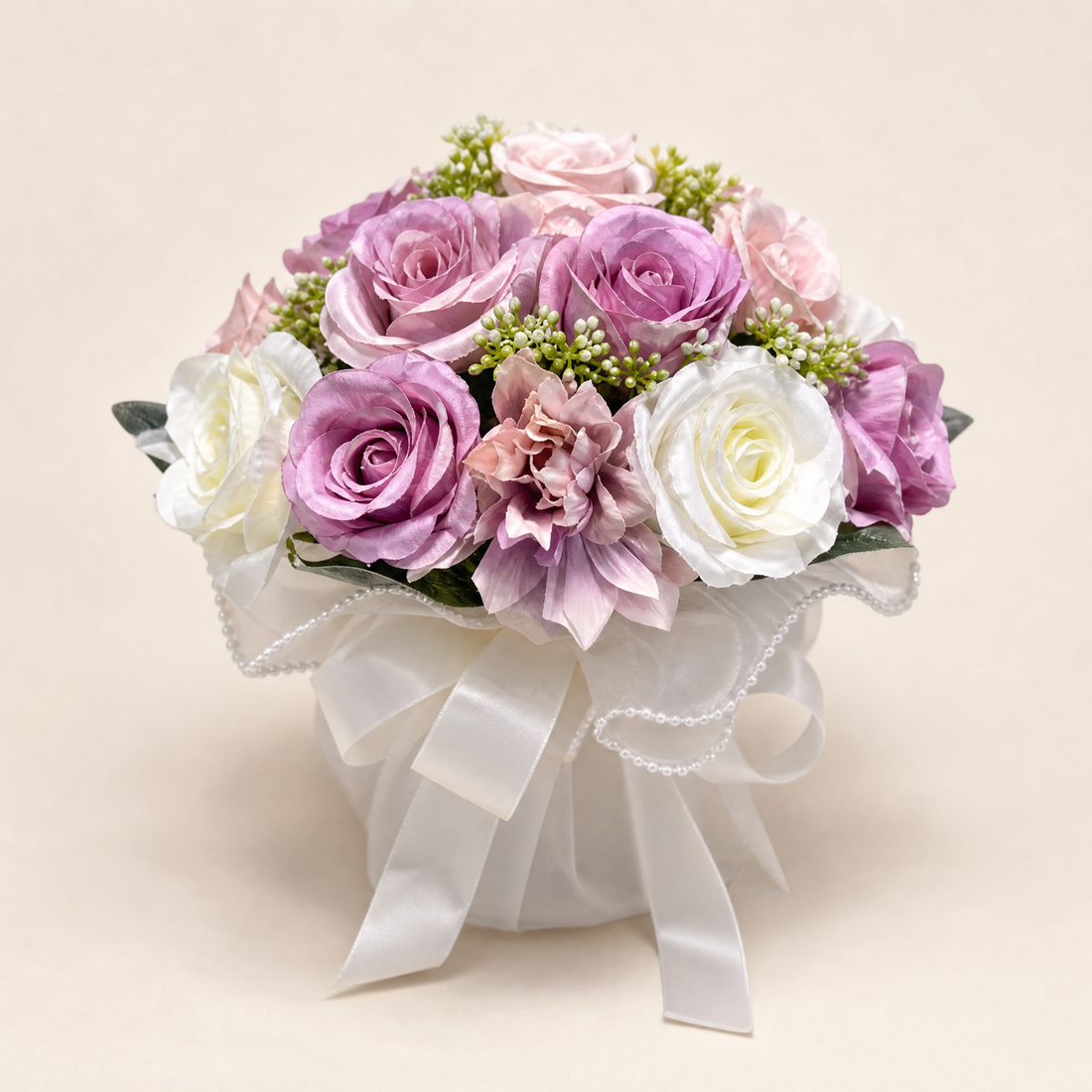 Silk Rose Bridal Bouquet – Faux Peony Dahlia Wedding Flowers, Photo Prop, Home Decor