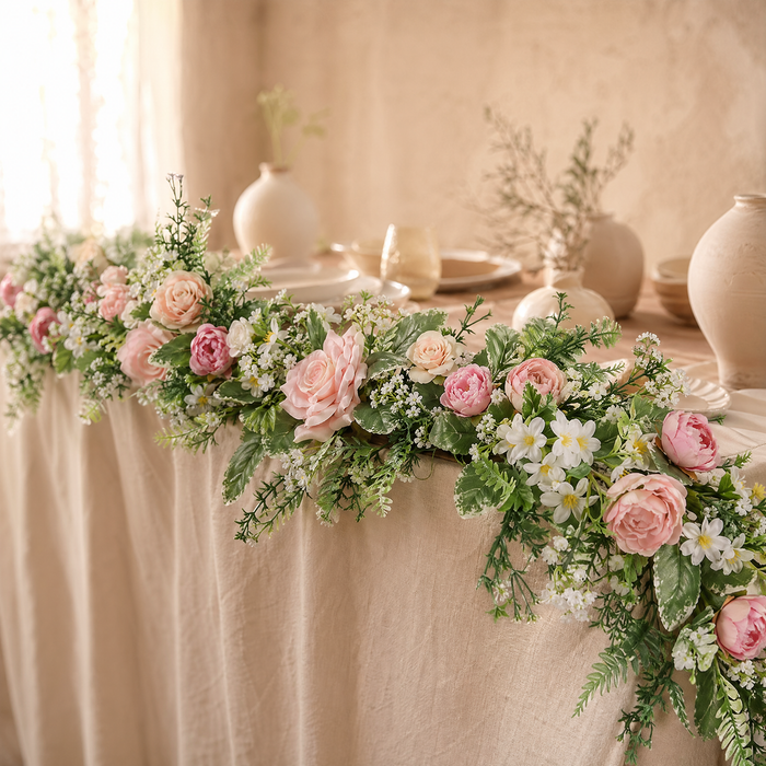 Artificial Rose Peony Garland – Silk Faux Floral Vine Wedding Arch Table Decor 175cm
