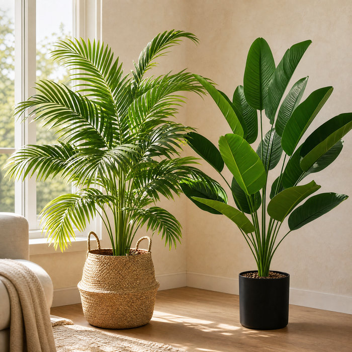 Artificial Palm Tree Set – 82cm Faux Tropical Plants for Living Room Home Decor