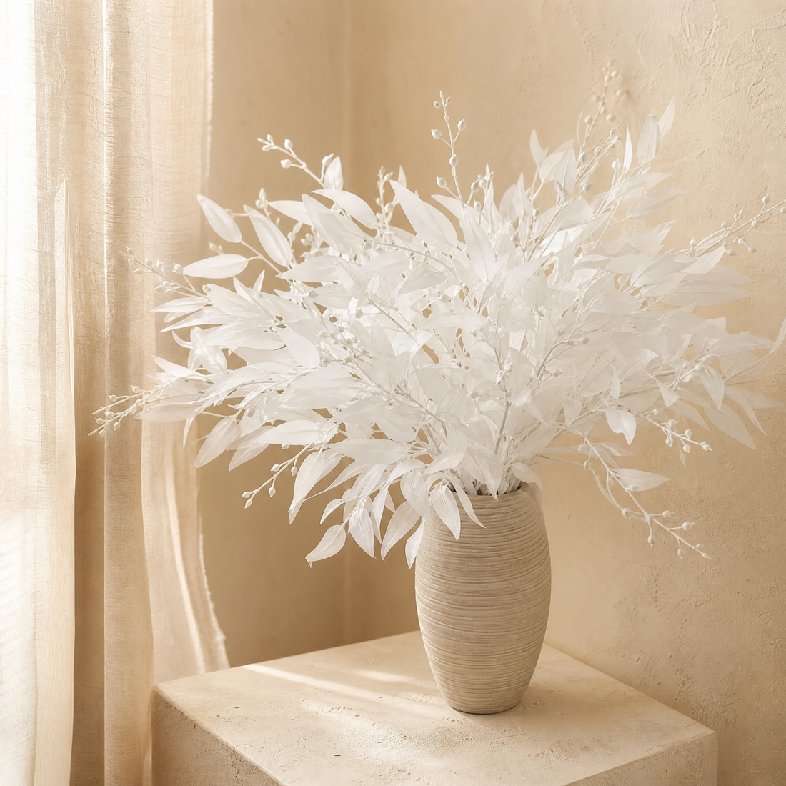 Artificial Willow Leaf Stems – Faux Greenery Bouquet for Home Vase Decor