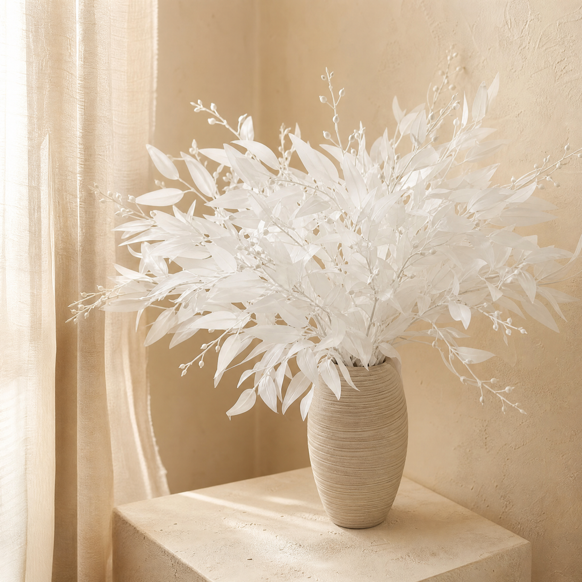 Artificial Willow Leaf Stems – Faux Greenery Bouquet for Home Vase Decor