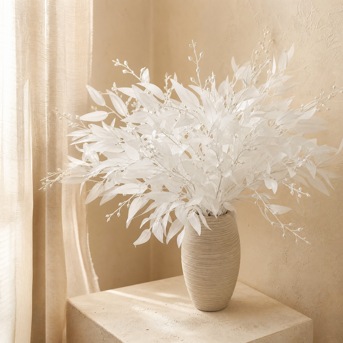 Artificial Willow Leaf Stems – Faux Greenery Bouquet for Home Vase Decor