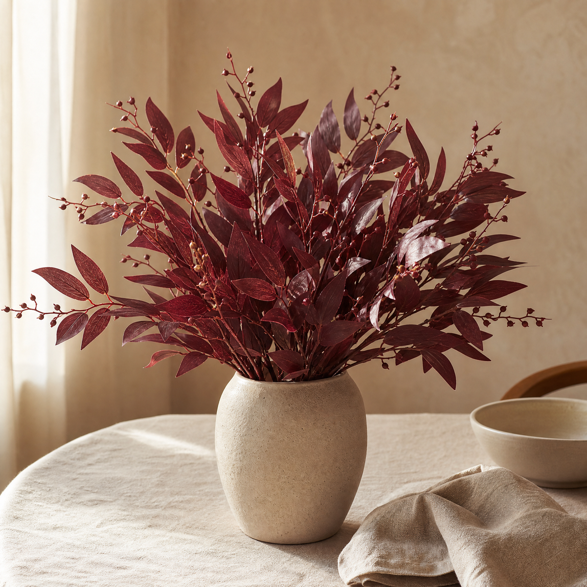 Artificial Willow Leaf Stems – Faux Greenery Bouquet for Home Vase Decor