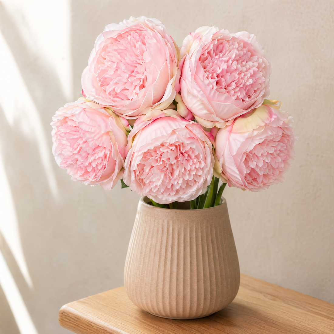 Artificial Peony Bouquet 5 Stems – Silk Faux Flowers Wedding Bridal Home Decor