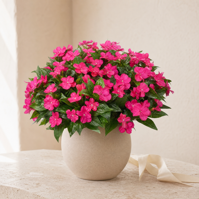 Artificial Impatiens Bouquet – Silk Flower Bush for Wedding Table Home Decor