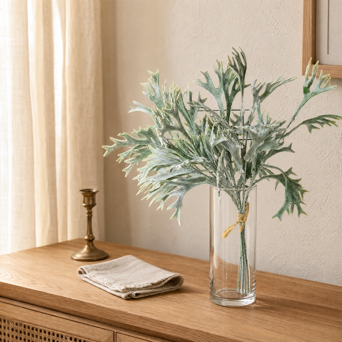 Artificial Staghorn Fern Bunch – Faux Silk Greenery Stems for Home and Wedding Styling