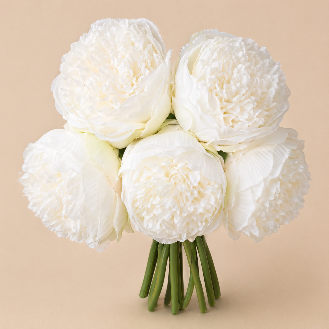 Artificial Peony Bouquet 5 Stems – Silk Faux Flowers Wedding Bridal Home Decor
