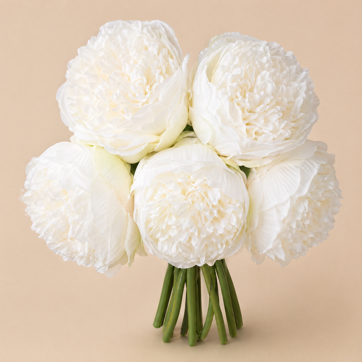 Artificial Peony Bouquet 5 Stems – Silk Faux Flowers Wedding Bridal Home Decor