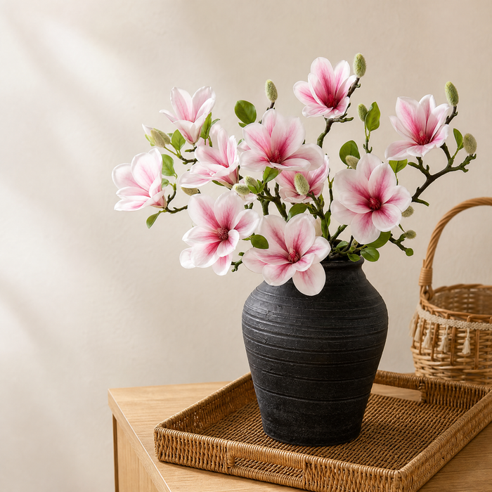 Faux Magnolia Stem – Realistic Single Branch, Home Decor Floral Arrangement