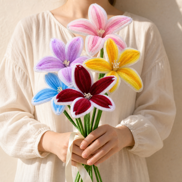 Lily Chenille Pipe Cleaner Stems – DIY Craft Flowers Kids Activity Set