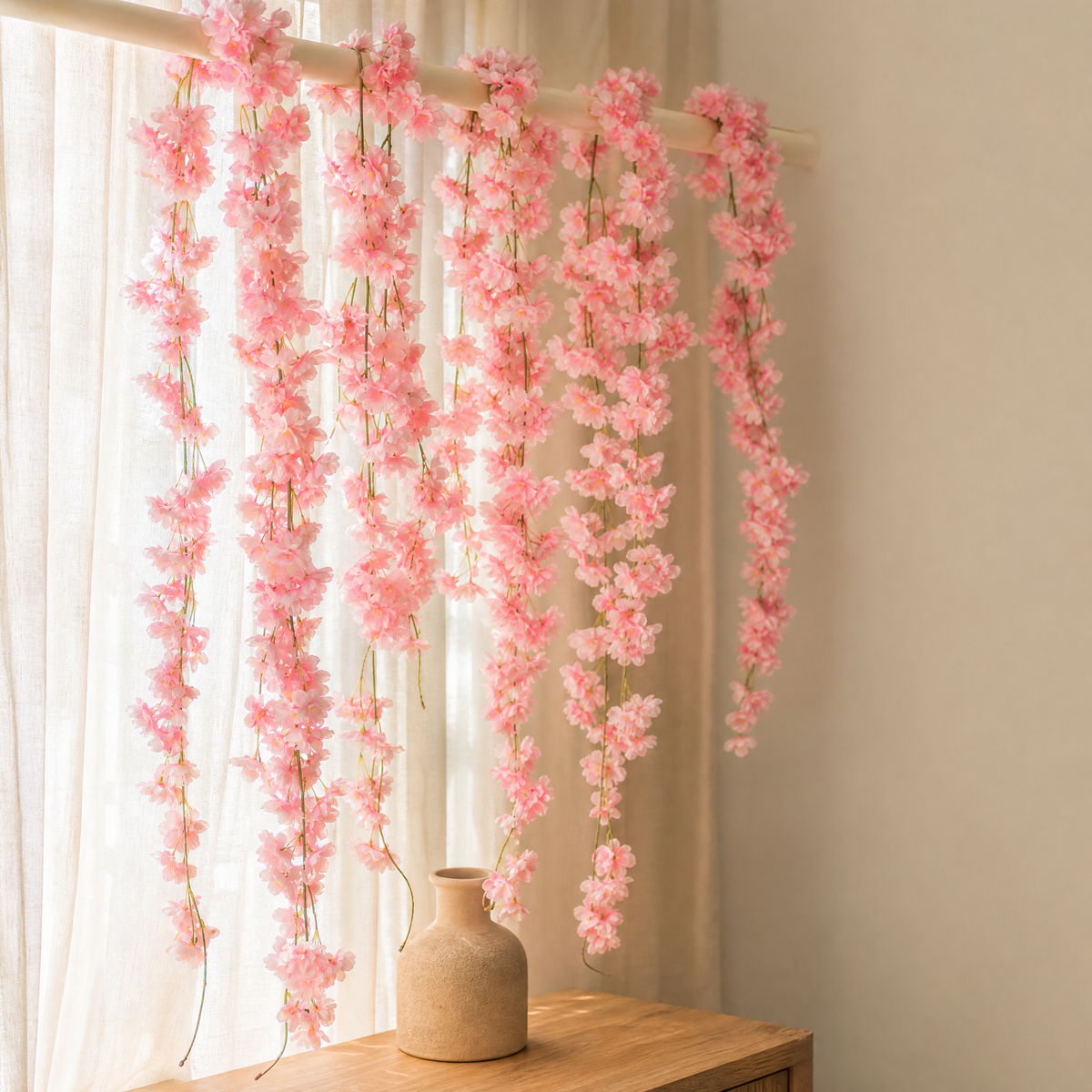 Artificial Cherry Blossom Garland – Faux Sakura Vine for Wedding Arch and Home Decor