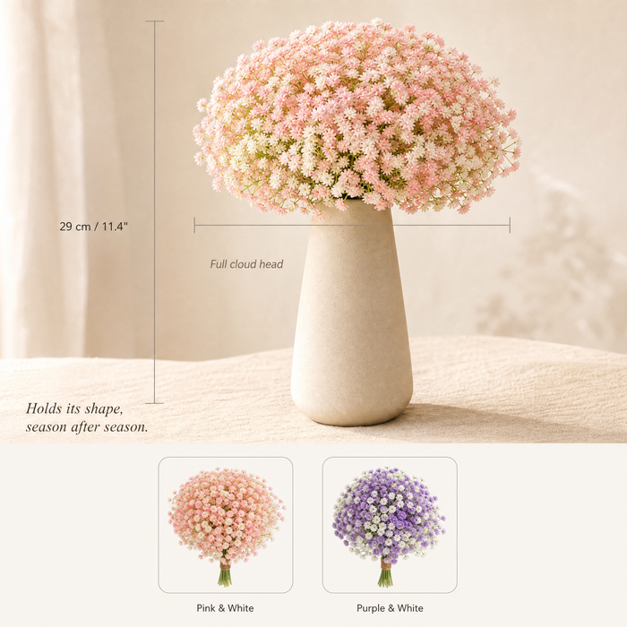 Faux Gypsophila Bouquet – Artificial Baby Breath Flowers for Wedding, Bridal and Home Decor
