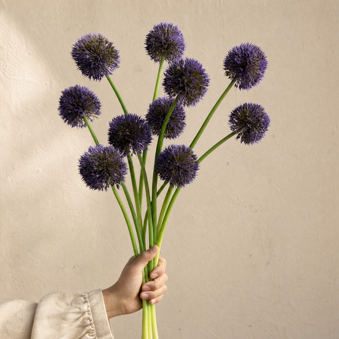 Faux Allium Stems Set of 10 – Round Ball Flowers for Vase, Wedding and Home Decor